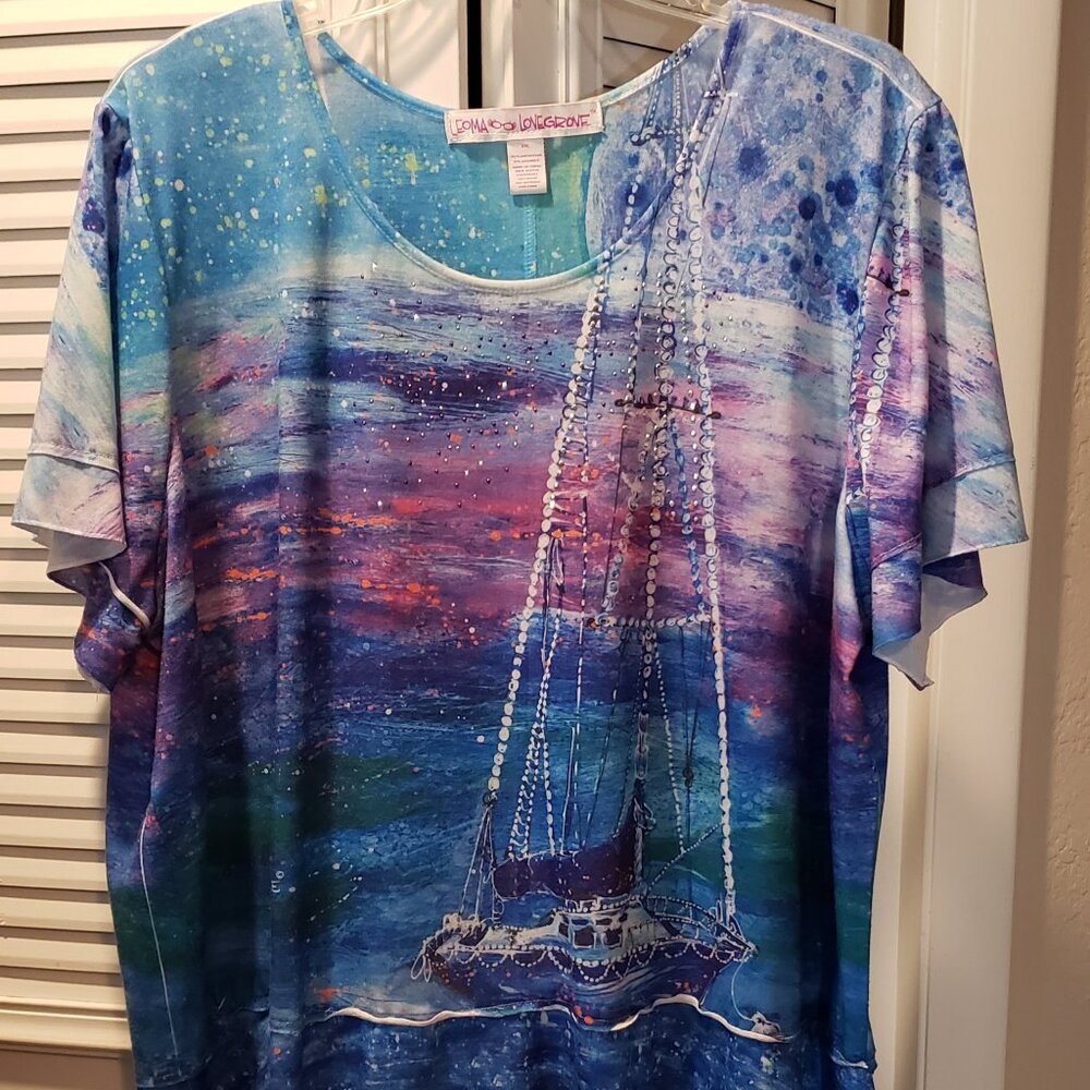Leoma Lovegrove Blue Woman's Pullover top in XXL